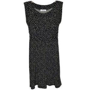 Gilli Dotted Fit & Flare Sleeveless Dress - Black with White Dots - S